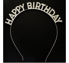Gümüş Kristal Taşlı Happy Birthday Doğum Günü Tacı İthal Ürün 17x16 cm