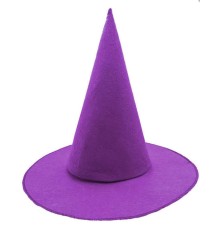 Mor Renk Keçe Cadı şapkası Yetişkin çocuk Uyumlu 35x38 Cm