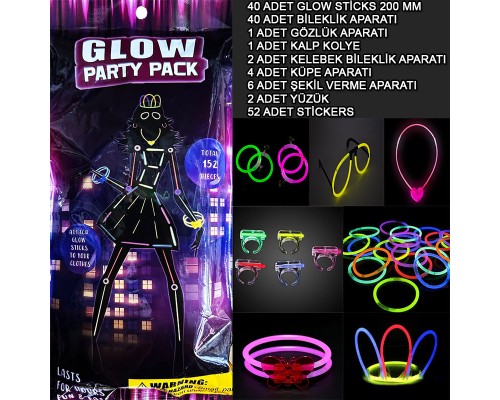 Glow Parti Seti 152 Parçalık Lüks Glow Stick Kostüm Seti