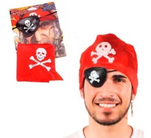 Korsan Bandana Korsan Göz Maskesi ve Korsan Küpesi 3 lü Kostüm Seti