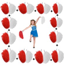 12 çift ( 24 Adet ) Kırmızı-beyaz Renk 23 Nisan 19 Mayıs 29 Ekim Okul Gösteri Ponponları