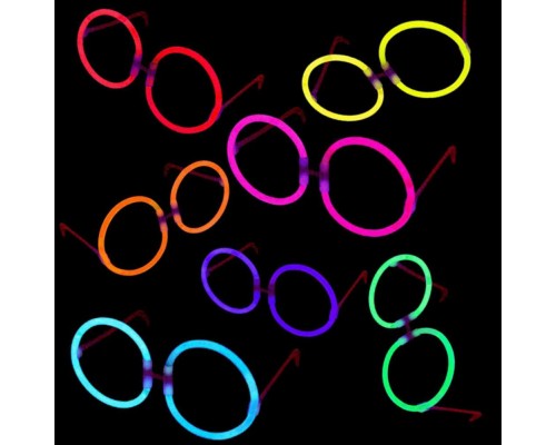 Glow Stick Parti Gözlüğü Glow Partisi Yuvarlak şekilli Fosforlu Gözlük 6 Adet