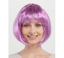 Rose Pembe Renk Düz Kesim Küt Parti Peruğu Kısa Takma Saç