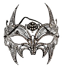 Siyah Renk Lazer Kesim Üzeri Kristal Taşlı Metal Lüks Maske Balo Parti