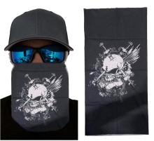 Siyah Renk Üzeri Likralı Beyaz Kafatası Kuru Kafa Baskılı Baf Buff Bandana 25x48 cm