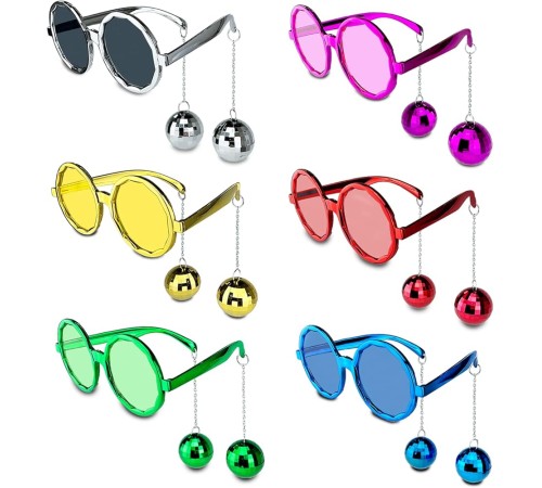 Sallanan Disko Top Küpeli Gözlük Retro Hawaii 5 Renk 6 Adet