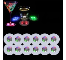 Renkli LED Işıklı Bardak Altlığı - Dekoratif 12 Adet Pilli