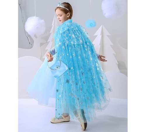 Karlar Ülkesi Elsa Frozen Mavi Pelerin 80 Cm Kar Desenli Çocuk Pelerini Taç Hariç Karlar Ülkesi Elsa Frozen Mavi Pelerin 80 Cm Kar Desenli Çocuk Pelerini Taç Hariç