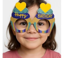Cupcake Temalı Doğum Günü Renkli Karton Happy Birthday Gözlüğü 6 Adet