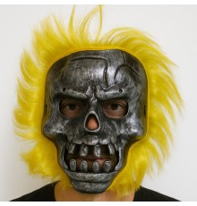 Wild Skull - Metalik Renk Kafatası Sarı Saçlı İskelet Maske