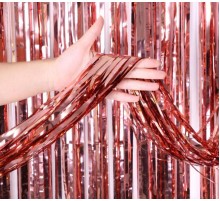 Rose Gold Püsküllü Kapı Perdesi - Parti, Bekarlığa Veda, Doğum Günü 1x2 m