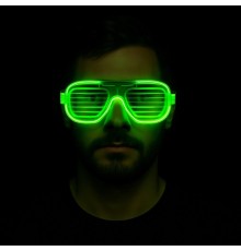 Yeşil LED Işıklı Parti Gözlüğü – Neon Glow Şerit Gözlük 3 Modlu