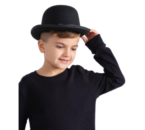 Charlie Chaplin Stil Çocuk Şapkası – Siyah Melon Parti Şapkası Charlie Chaplin Stil Çocuk Şapkası – Siyah Melon Parti Şapkası