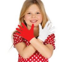 Gösteriler İçin 1 Çift Kırmızı Beyaz Pandomim Eldiveni Çocuk Boy