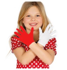 Gösteriler İçin 1 Çift Kırmızı Beyaz Pandomim Eldiveni Çocuk Boy