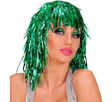 Yeşil Işıltılı Metalize Parti Peruğu