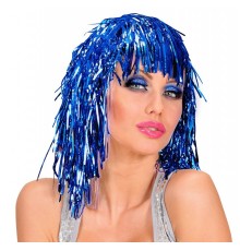 Mavi Işıltılı Metalize Parti Peruğu
