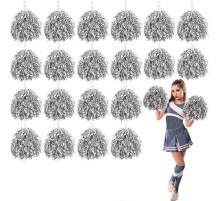 10 Çift ( 20 Adet ) Gümüş Renk 23 Nisan 19 Mayıs 29 Ekim Okul Gösteri Ponponları