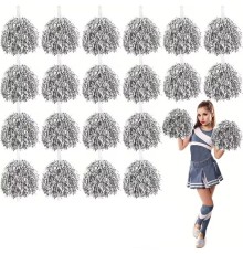 10 Çift ( 20 Adet ) Gümüş Renk 23 Nisan 19 Mayıs 29 Ekim Okul Gösteri Ponponları