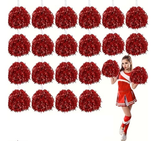 10 Çift ( 20 Adet ) Kırmızı Renk 23 Nisan 19 Mayıs 29 Ekim Okul Gösteri Ponponları