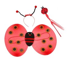 Çocuk Gösteri İçin Uğur Böceği Kanat + Taç + Asa 3 lü Kostüm Seti