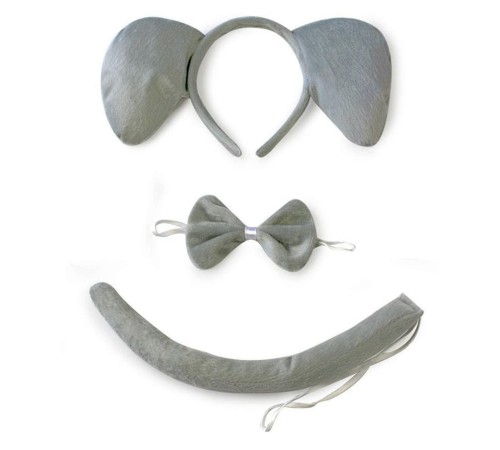 Fil Kostümü Aksesuar Seti 3 lü - Taç Papyon Kuyruk