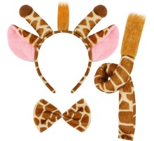 Zürafa Kosümü Aksesuar Seti 3 lü - Taç Papyon Kuyruk