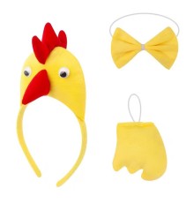 Horoz – Tavuk Kostüm Aksesuar Seti - Taç Papyon Kuyruk