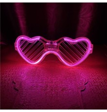 Pembe LED Işıklı Kalp Gözlük – 3 Modlu Parti & Glow Gözlüğü