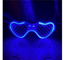 Mavi LED Işıklı Kalp Gözlük – 3 Modlu Parti & Glow Gözlüğü