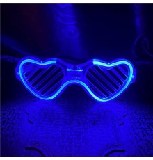 Mavi LED Işıklı Kalp Gözlük – 3 Modlu Parti & Glow Gözlüğü