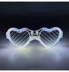 Beyaz LED Işıklı Kalp Gözlük – 3 Modlu Parti & Glow Gözlüğü