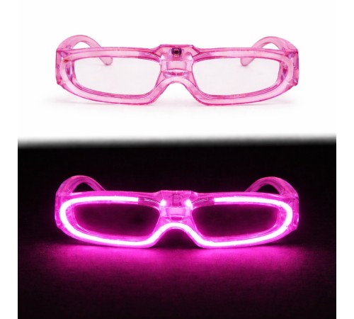 Pembe LED Işıklı Parti Gözlüğü 3 Modlu – Glow & Gece Eğlence Gözlüğü