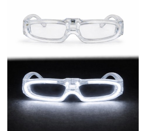 Beyaz LED Işıklı Parti Gözlüğü 3 Modlu – Glow & Gece Eğlence Gözlüğü