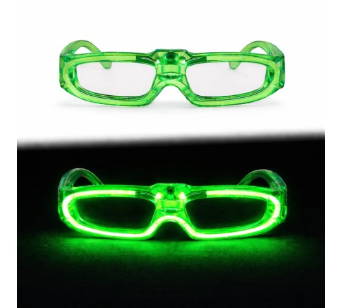Yeşil LED Işıklı Parti Gözlüğü 3 Modlu – Glow & Gece Eğlence Gözlüğü