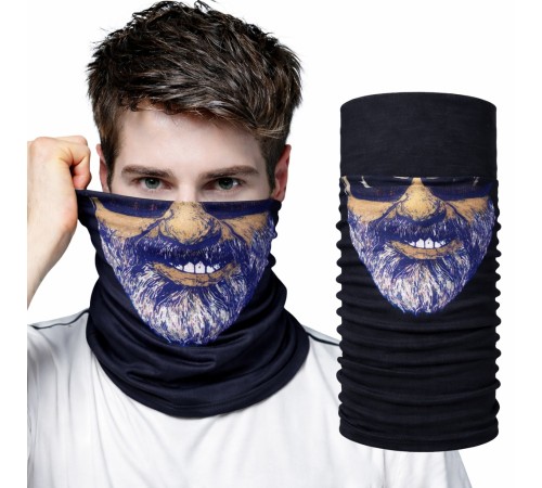 Sakallı Yüz Desenli Baf Buff – Çok Amaçlı Boyunluk & Maske 1 No