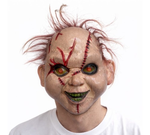 Saçlı Çaki Korku Maskesi – Gerçekçi Dikişli ve Detaylı Maske