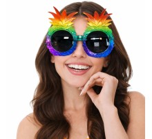 Tropikal Ananas Tasarımlı Renkli Hawaii Parti Gözlüğü