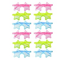 Retro Neon Fosforlu Yıldız Panjur Gözlük 12 Adet – 80’ler 90’lar Parti Stili