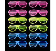 Retro Neon Fosforlu Panjur Gözlük 12 Adet – 80’ler 90’lar Parti Stili