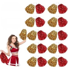 Kırmızı Altın Metalik Dolgun Gösteri Ponponu 20 Adet (10 Çift)