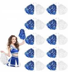 Mavi Beyaz Metalik Dolgun Gösteri Ponponu 20 Adet (10 Çift)