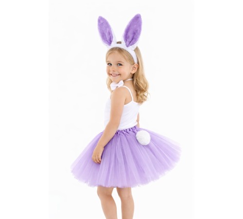 Lila Mor Tavşan Kostüm Seti Kız Çocuk – Tütü Etekli 4 Parça