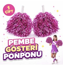 1 Çift ( 2 Adet ) Pembe Renk 23 Nisan 19 Mayıs 29 Ekim Okul Gösteri Ponponları