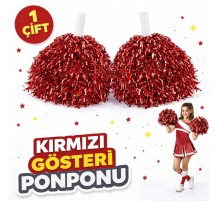 1 Çift ( 2 Adet ) Kırmızı Renk 23 Nisan 19 Mayıs 29 Ekim Okul Gösteri Ponponları