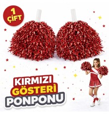 1 Çift ( 2 Adet ) Kırmızı Renk 23 Nisan 19 Mayıs 29 Ekim Okul Gösteri Ponponları