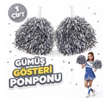 1 Çift ( 2 Adet ) Gümüş Renk 23 Nisan 19 Mayıs 29 Ekim Okul Gösteri Ponponları