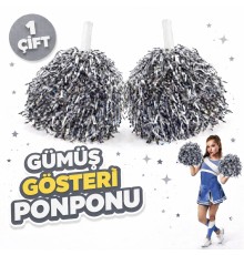 1 Çift ( 2 Adet ) Gümüş Renk 23 Nisan 19 Mayıs 29 Ekim Okul Gösteri Ponponları