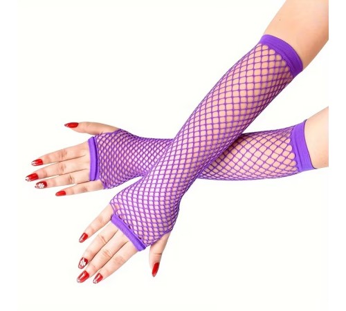 80’ler 90’lar Retro Mor File Parmaksız Eldiven 26 cm