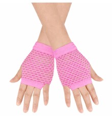 80 ler 90 lar Retro Neon Pembe File Parmaksız Kısa Eldiven 11 Cm
